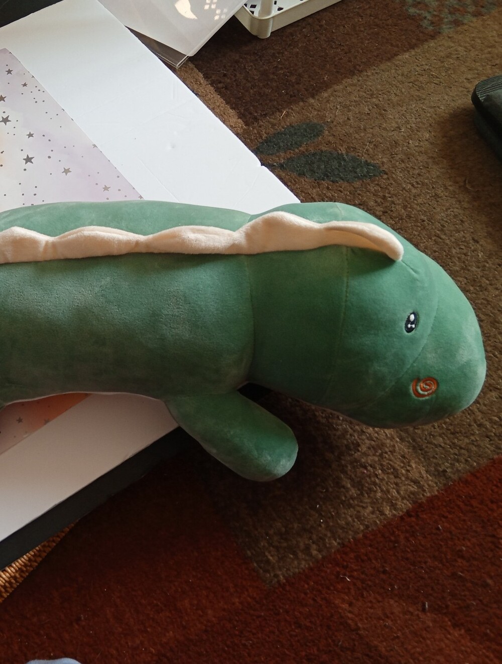 Plush Green Dog Toy - Soft Dinosaur Plush for Pets